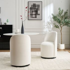 Set Of 1 Upholstered Kitchen & Dining Room Barrel Chair, Mid Century Modern Round Velvet Dining Chair