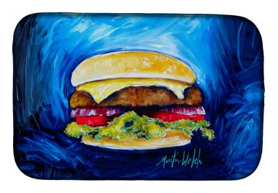 I Want Mine Dressed Hamburger Dish Drying Mat Absorbent Dish Drying Mat Pad for Kitchen Counter Dish Drainer Mat for Countertop, 14 x 21", Multicolor