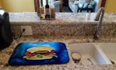 I Want Mine Dressed Hamburger Dish Drying Mat Absorbent Dish Drying Mat Pad for Kitchen Counter Dish Drainer Mat for Countertop, 14 x 21", Multicolor